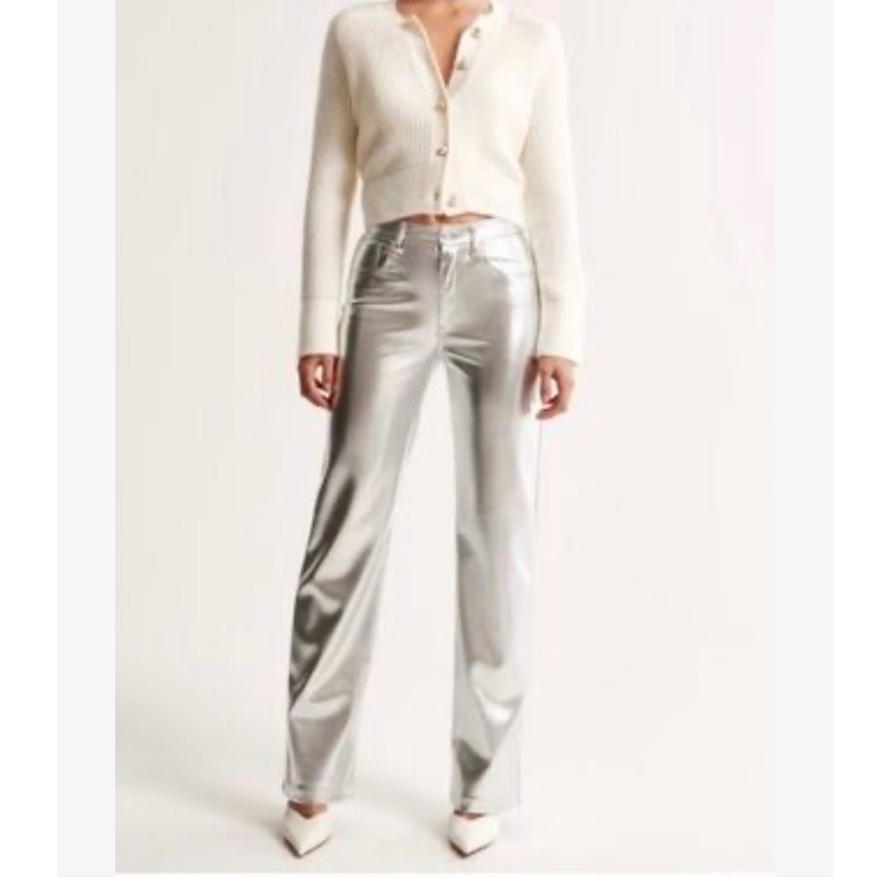 Abercrombie & Fitch 90s Relaxed High Rise Metallic Pants 27 Curve Love Y2K